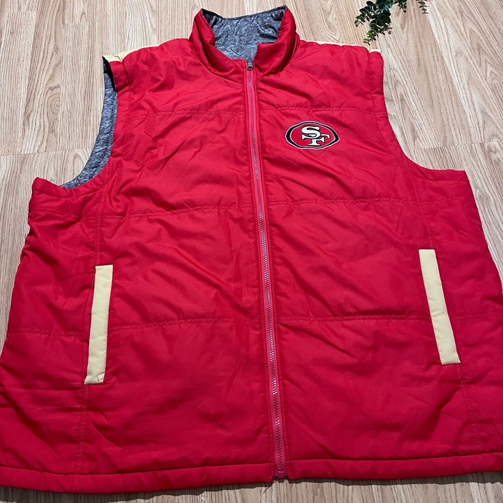 San Francisco 49ers Men's Red Yellow Gray Full-Zip Reversible Puffer Vest 3XL